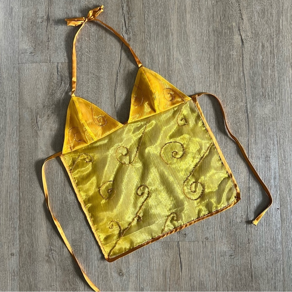 Handmade Y2K Fairycore Goddess Embellished Halter Babydoll Vest Top - Gold - XS - Picture 5 of 9